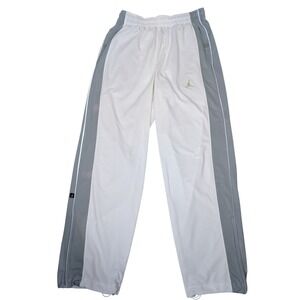 Jordan Flight Track Pants Mens Medium White Gray Snap Side Athletic Vintage Y2K